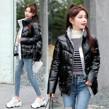 Zimska oblačila kratek plašč ženske 2021 nov slog zimska oblačila korejski svoboden bombaž plašč stojalo majhnih ovratnik oblazinjeni jakno
