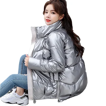 Zimska oblačila kratek plašč ženske 2021 nov slog zimska oblačila korejski svoboden bombaž plašč stojalo majhnih ovratnik oblazinjeni jakno