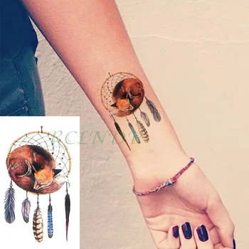 Nepremočljiva Začasni Tattoo Nalepke na telesu lisica, volk, pes Dreamcatcher tatto nalepke flash tattoo ponaredek tetovaže za moške dekle ženske