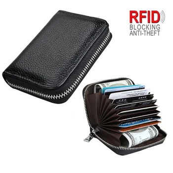 Antitheft Blokiranje RFID Denarnice Moški Ženske Letnik Usnje Imetnik Kreditne Kartice Informacije o Varnosti PurseBusiness Primeru