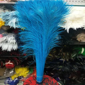 Vroče Prodaje! Debelo 500pcs/veliko precej 80-90 cm/32-36inch Jezero modra barva pav perje oči počitnice odlikovanja