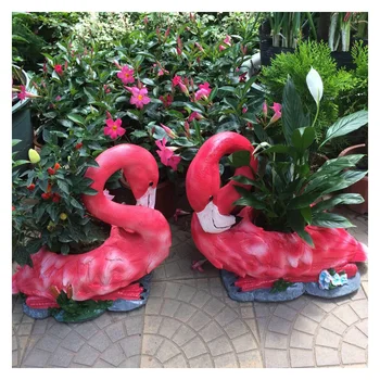 Vrtnarjenje Na Prostem Smolo Flamingo Vaza Dekoracijo Villa Dvorišče Krajine Kip Okrasni Vrt, Park Figurice Umetnostne Obrti