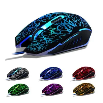 Optično Žično Gaming Miška Strokovno Barvita Ozadja Miši, 6 Gumbov, USB, Žična Svetlobna Miško Padec Ladijskega prometa Yw#