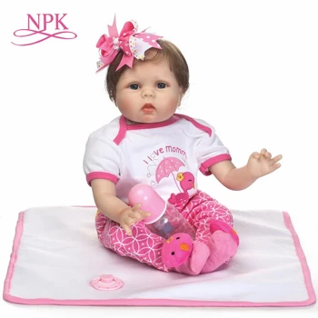 NPK 55 cm Silikonski Prerojeni Baby Doll otroci Soigralec Darilo Za Dekleta, 22. Palčni Bebe Živ Mehke Igrače Za Šopke Lutka Bebes, ki so Prerojeni