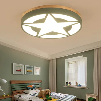 MDWELL Ustvarjalne Lesene LED stropne luči za dnevno sobo, spalnica študija soba Bela/Zelena/Sivi Barvi Stropna Lučka za Osvetlitev