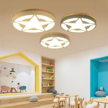 MDWELL Ustvarjalne Lesene LED stropne luči za dnevno sobo, spalnica študija soba Bela/Zelena/Sivi Barvi Stropna Lučka za Osvetlitev