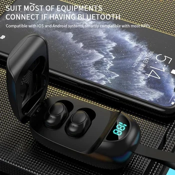 Novo TWS Bluetooth 5.0 Brezžične Slušalke HIFI Stereo Šport Nepremočljiva Čepkov Slušalke Power LED Zaslon Slušalke Za Xiaomi