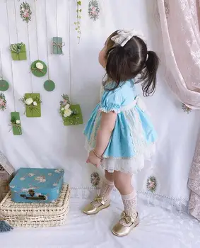 Poletje Novi španski Lolita Letnik princesa obleko baby girl obleke šivanje Čipke srčkan obleko za dekleta Rojstni dan Y3046