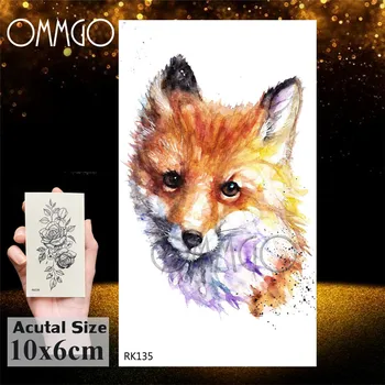 OMMGO Akvarel Fox Flash Začasne Tetovaže Za Ženske Body Art Ličila Tatoos Papir, Neprepusten za Ponaredek DIY Roko Vratu Tattoo Nalepke