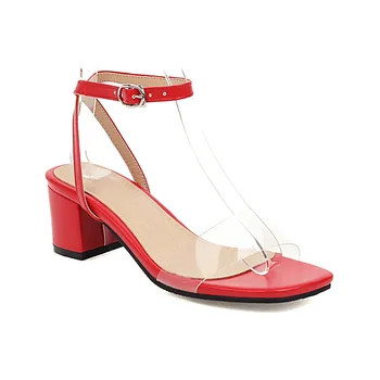 Sgesvier 2020 Nov prihod poletja debele pete sandala udobno sponke moda womenTransparent PVC obleko čevlje velikih velikosti 28-52