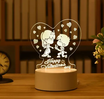 3D Akril Led Luči Ljubezen Srce Stranka Dekor Samorog Rojstni dan Darila Baby Tuš valentinovo Otrok Spalnica poroka dekoracija