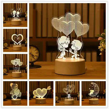 3D Akril Led Luči Ljubezen Srce Stranka Dekor Samorog Rojstni dan Darila Baby Tuš valentinovo Otrok Spalnica poroka dekoracija