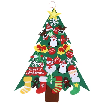 Čutiti Božično Drevo za Otroke 95 cm Diy Božično Drevo z Malčki 32Pcs Okraski za Otroke Xmas Darila Visi Doma Vrata