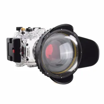 40m/130f Nepremočljiva Podvodno Ohišje Ohišje Za Sony RX100 III + 67 mm Rdeča Filter + 67 mm Fisheye Objektiv dome vrata