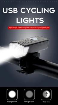 USB Polnilne LED Izposoja Svetlo Nepremočljiva Kolo Sprednji Žarometi In Zadnje Rep Svetloba Nastavite Kolo Svetlobe USB Polnilne 300 Lume