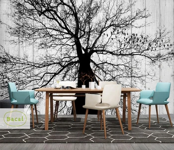 Bacal Črno Belo Drevo 3D Ozadje za Spalnice, Moderno obliko Steno dnevne Sobe Papir Zidana Kmečka Gozd Gozd Ozadja Biserno