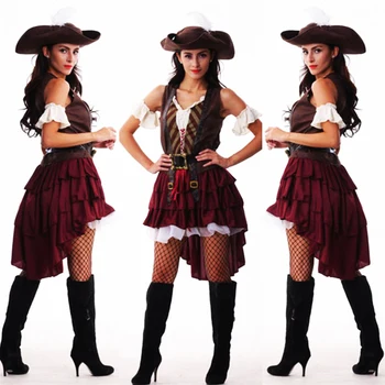 Seksi ženska Halloween Fancy Stranka Obleko Karneval Odraslih Pirat Jack Sparrow Cosplay Ženske pirat noša ženska, plus velikost Kostumi