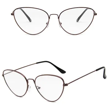 2020 Trendy Novih Mačka Oči Kovinski Ravno Očala Dame Moda Veliki Kovinski Okvir Očala Moških In Žensk Retro Okvir Eye Glasses