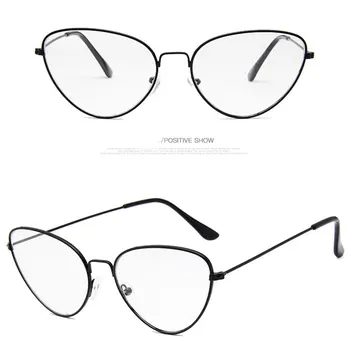 2020 Trendy Novih Mačka Oči Kovinski Ravno Očala Dame Moda Veliki Kovinski Okvir Očala Moških In Žensk Retro Okvir Eye Glasses