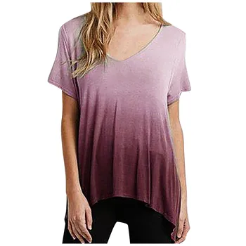 2020 Poletje Ženske Bluze Priložnostne Kratek Rokav Vrhovi Tees Seksi O-vratu Postopno Spreminjanje Bluzo Majica Plus Velikost 5XL Blusas