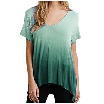 2020 Poletje Ženske Bluze Priložnostne Kratek Rokav Vrhovi Tees Seksi O-vratu Postopno Spreminjanje Bluzo Majica Plus Velikost 5XL Blusas