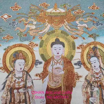 Buda, Nepal golden silk thangka tapiserija, portret nabožne predmete lepe svile, vezenje kipi Bude,