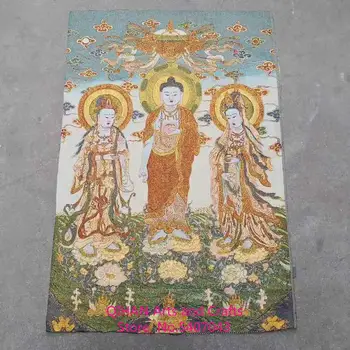 Buda, Nepal golden silk thangka tapiserija, portret nabožne predmete lepe svile, vezenje kipi Bude,