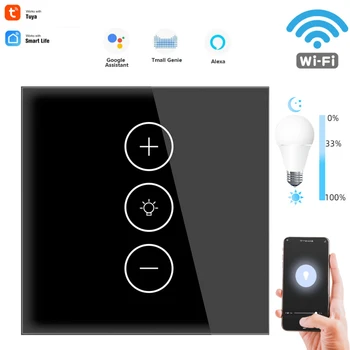 Tuya Smart Življenje Wifi Smart Steno Dotik Svetlobe Zatemnilno Stikalo EU Standard APP Remote Control Delo Z Amazon Alexa Google