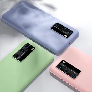 Tekoče Silikona Primeru Za Huawei mate 40 pro 30 20 lite nova 7se 6se 5i 4 3i Mehko TPU Barva Pokrov Za Huawei Y6 Y7 Y9 2019