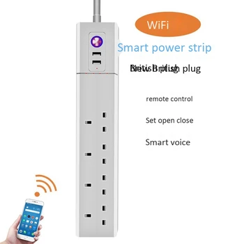 Pametna Moč Krovu, Wifi Smart Vtičnico 4 British Standard Wifi Vtičnice za Amazon Alexa, Google Voice(Uk Vtič)