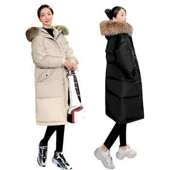 Ženska puhovka 2020 zimski plašč Bela Dol Hooded Jopiči Turtleneck Toplo Parkas Sneg Outwear plus velikost oblačila za ženske