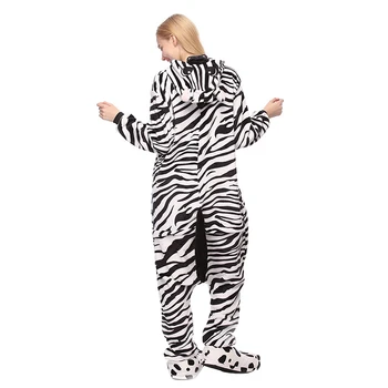 Odraslih Pižamo Onesie Ženske Pižame Pijama Zebra Onesies Za Odrasle Zimske Sleepwear Noč Obleke 2019