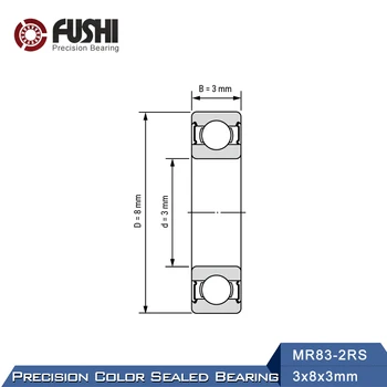 MR83-2RS Ležaj 3x8x3mm ( 10 KOS ) ABEC-1 Miniaturni Prirobnico MR83RS Kroglični Ležaji R-830ZZY03