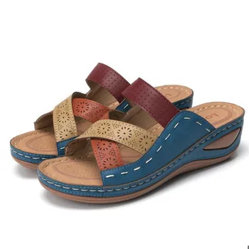 Poletje Roman za ženske sandale 2021 novo barvno ujemanje križ votlih casual velikost dame sandali in natikači ženski čevlji