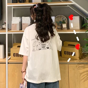 Poletje Priložnostne T-shirt Harajuku Tshirt za Ženske Lepe Dame Majica Graphic Tee Vrh korejski Kawaii Kratek Rokav Obleke 2020