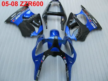 Visoka kakovost Vbrizgavanje plesni oklep komplet za Kawasaki Ninja ZZR600 05-08 črno modra fairings ZZR600 2005-2008 OT42