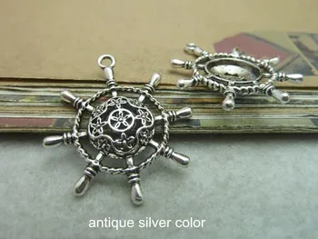 40 Kos Antique Silver/Bron Prekrita Krmilo Čare Obeski za Nakit, Izdelava DIY Ročno Obrt 35*38 mm Cinkove Zlitine
