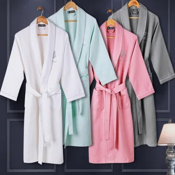 Ženska, Bombaž Dolg Rokav kopalni Plašči Znoj Izhlapi Absorbira Kimono Vaflji Kopalne Plašče Hotel SPA Ženske Obleke Oblačenje Obleke