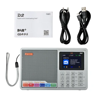 Barvni Zaslon Budilka LCD Zaslon, Radio D2 2.4 palčni Digitalni Prenosni Multi Band na Baterijski Pogon Vstavite Kartico Bluetooth, FM DAB