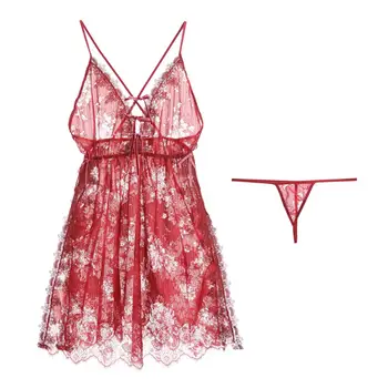Ženske Seksi Backless Elegantno Nightgowns Pregleden Nightdress Sleepwear Špageti Trak Obleko Božič Božič Darilo