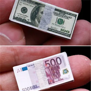 1/12 obsega Ustvarjalno Mini Dolarjev Euro Denar Miniaturni Bankovcev za Otroke, Igrače, Darila Lutke Miniaturni Dodatki