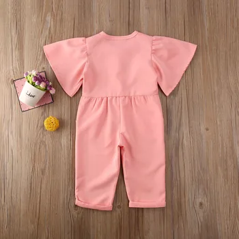 Poletje Malčke Baby Girl Obleke Gumbi Romper Jumpsuit Splošno Obleko Set