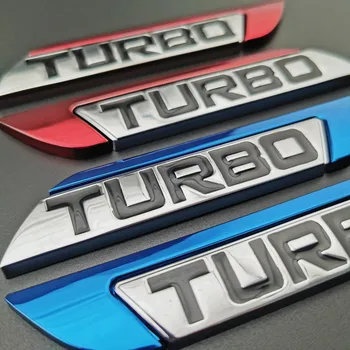2PCS 3D Kovinski TURBO Turbocharged Avto nalepke Logo Grb Značko Nalepke Avto Styling DIY Dekoracijo Pribor za Frod Bmw Ford