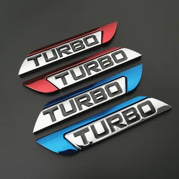 2PCS 3D Kovinski TURBO Turbocharged Avto nalepke Logo Grb Značko Nalepke Avto Styling DIY Dekoracijo Pribor za Frod Bmw Ford