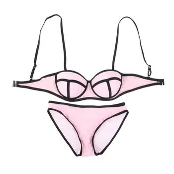 Kopalke Fluorescence Ženske Bikini Komplet Križ Povoj Plaži kopalke Vrh Nizke Pasu Kopalke Push Up najnovejšo