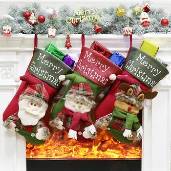 Božič Nogavice Santa Claus Snežaka Elk Lutka Darilo Držalo za Božič Doma Bar Trgovina Božično Drevo Decor Naselitve za Otroke Darilo