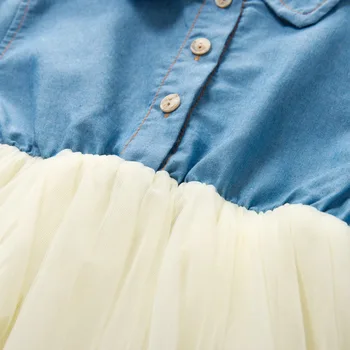 2019 jeseni obleko Denim Dekleta Obleko Poln Rokav Gaza Pika Krila Otroci Princesa Obleke za Dekleta Otroška Oblačila 1-5Y E328522