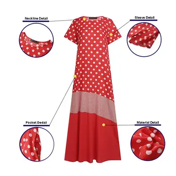 2021 Poletje Moda Natisnjeni Mozaik Sundress ZANZEA Priložnostne Dolgo Obleko Maxi Ženske Kratek Rokav Vestidos Ženski Plašč Plus Velikost