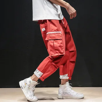 Spomladi Jeseni leta 2020 blagovne znamke mozaik elastični pas kombinezon moške korejski svoboden trendy priložnostne sweatpants maščobe naravnost hlače za moške