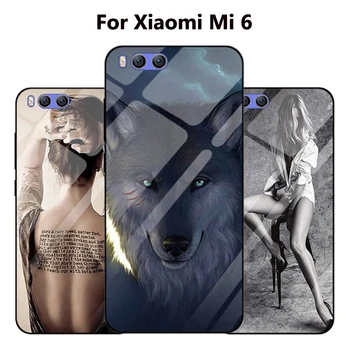 Za Xiaomi Mi 6 Mi6 primeru Mestni slog, Kaljeno Steklo, Silikonski Okvir, Stekla Težko Hrbtni Pokrovček Za Xiaomi Mi 6 Mi6 primeru lupini Primerih